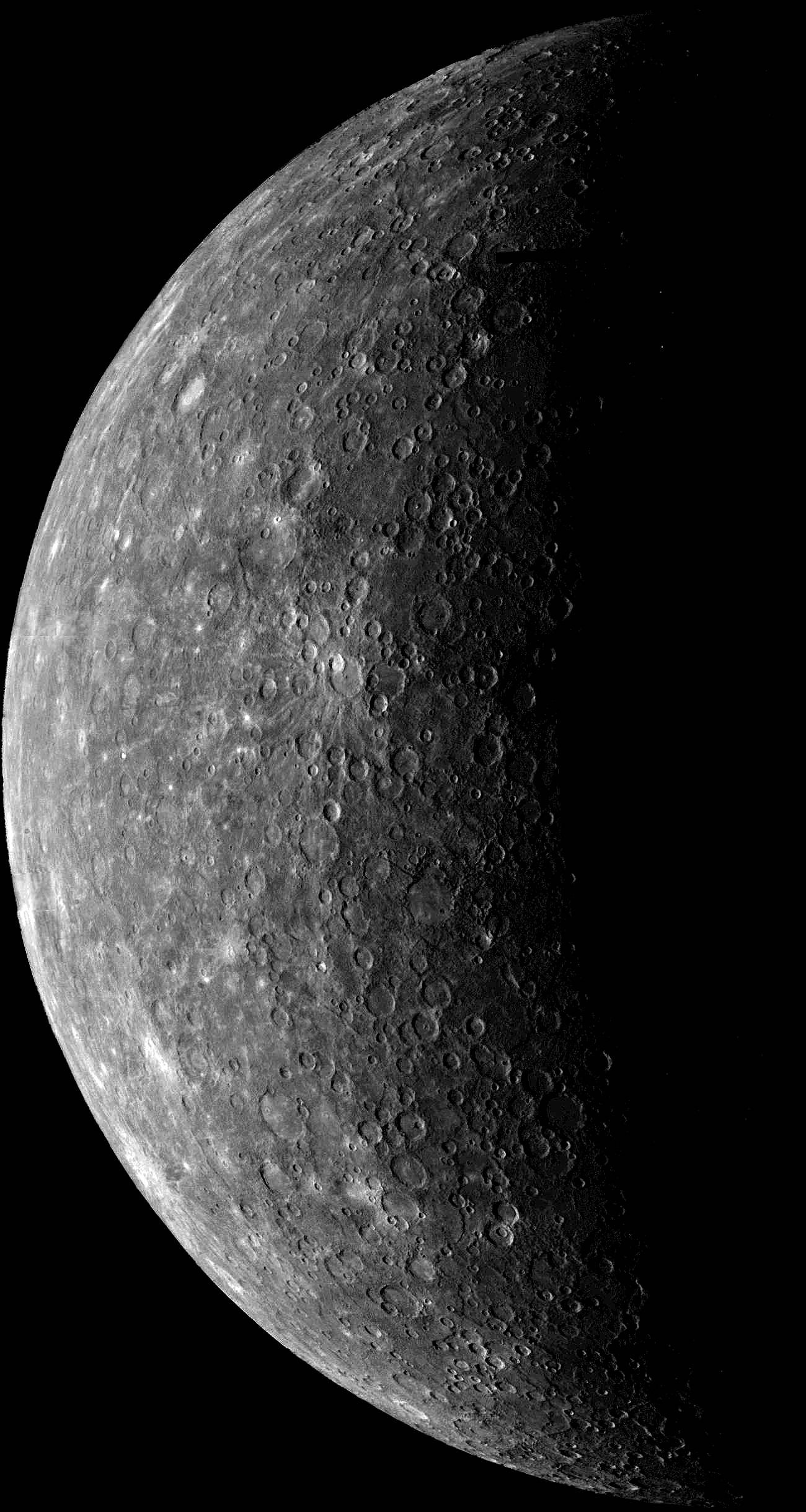 Mariner 10 Initial Approach view of Mercury - courtesy of NASA